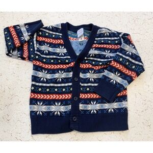 Hanna Andersson Snowflake FairIsle Boys Sweater Blue 100 Sz 4 Christmas Holiday